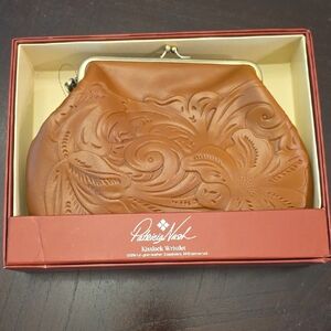 Patricia Nash Tan Embossed Kisslock Wristlet